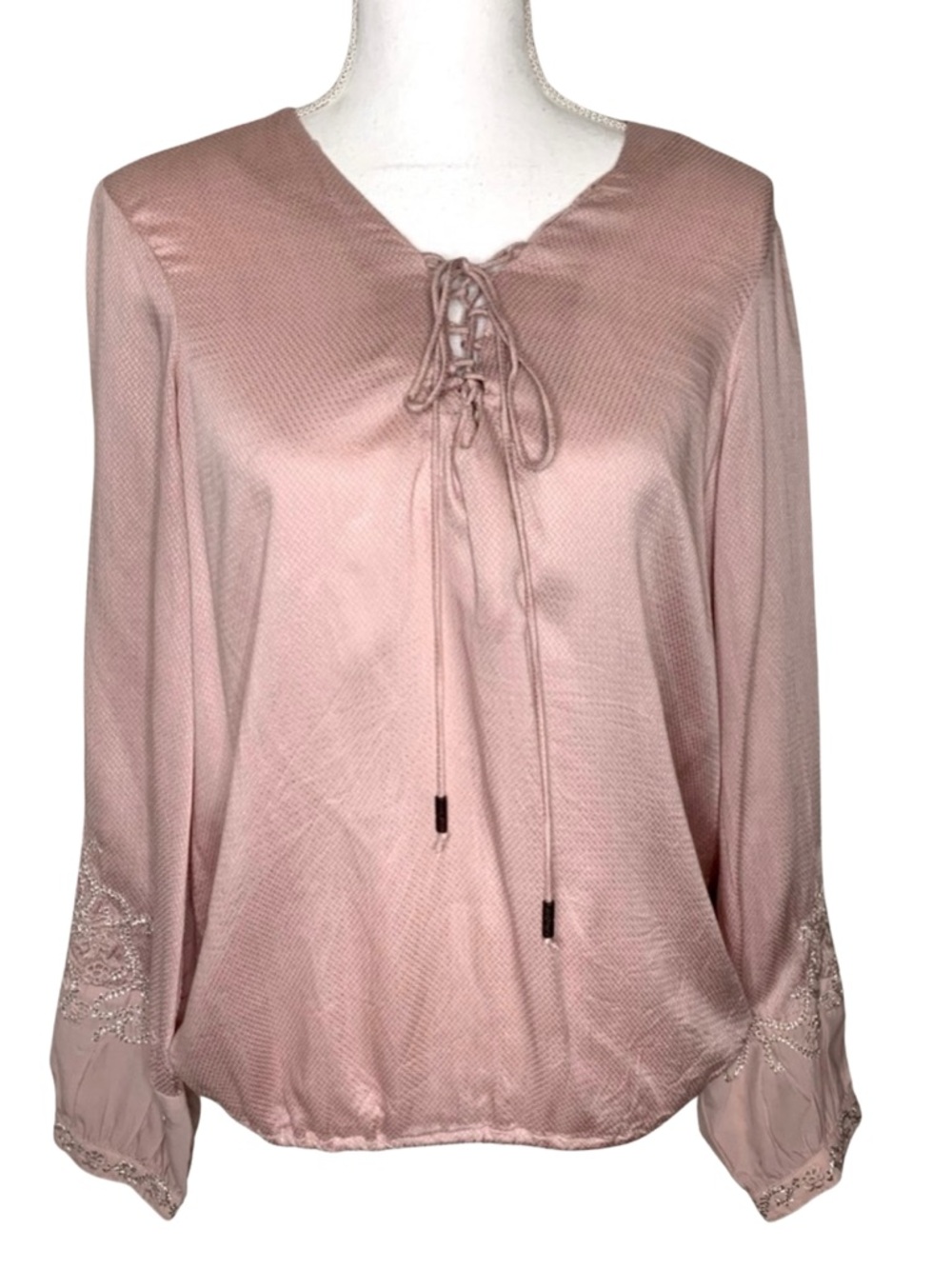 Jessica Simpson Boho Blush Pink Top Blouse Embrodiered Women‎ Large